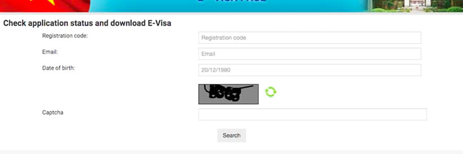 The sample of Vietnam e-visa